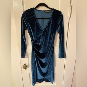 Blue Velvet Long Sleeve Dress